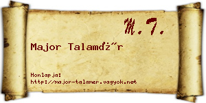 Major Talamér névjegykártya
